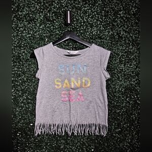 Gray Fringe Kids Shirt with Colorful Print